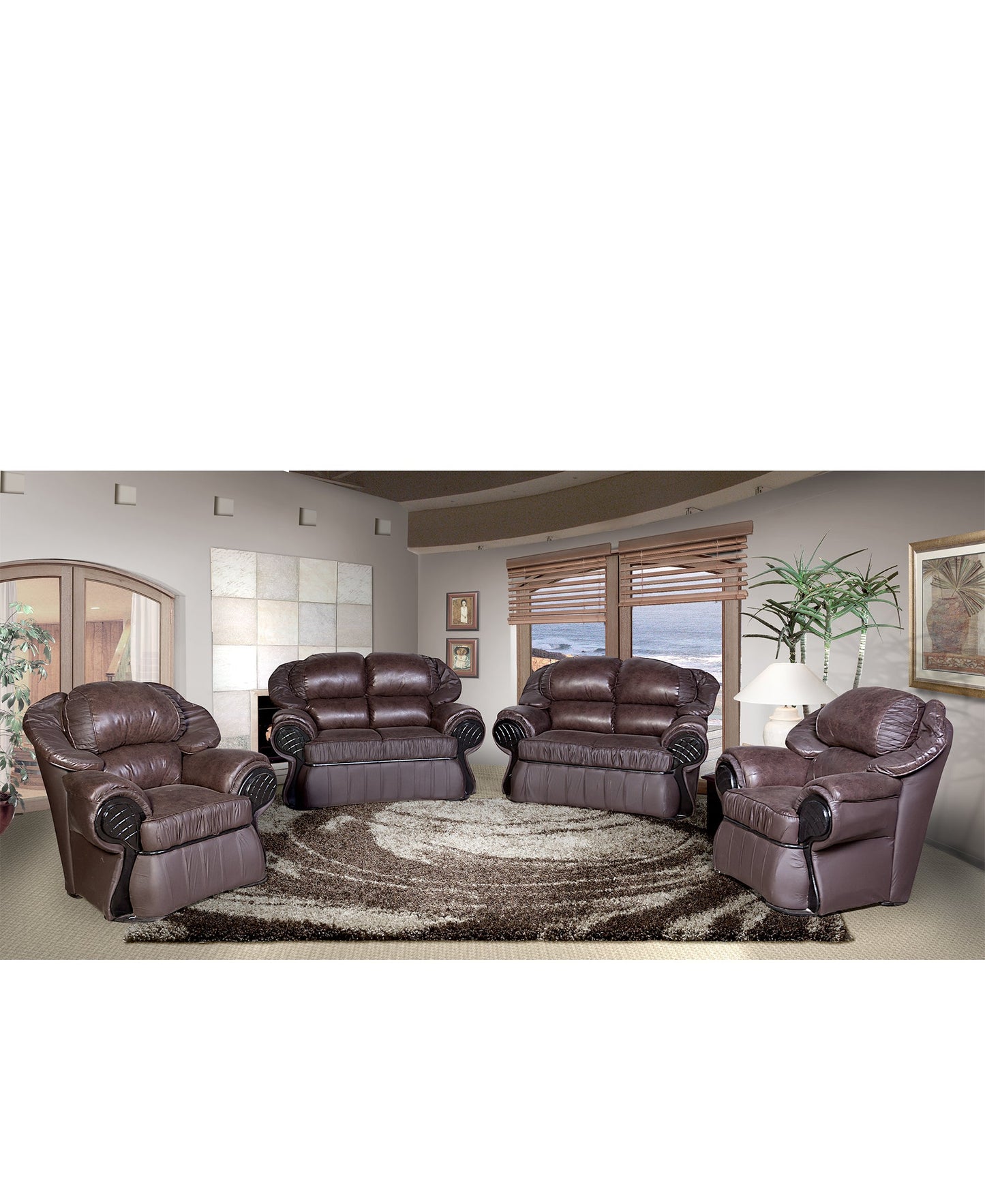 Regal Sofa 4 Piece - Choc Brown