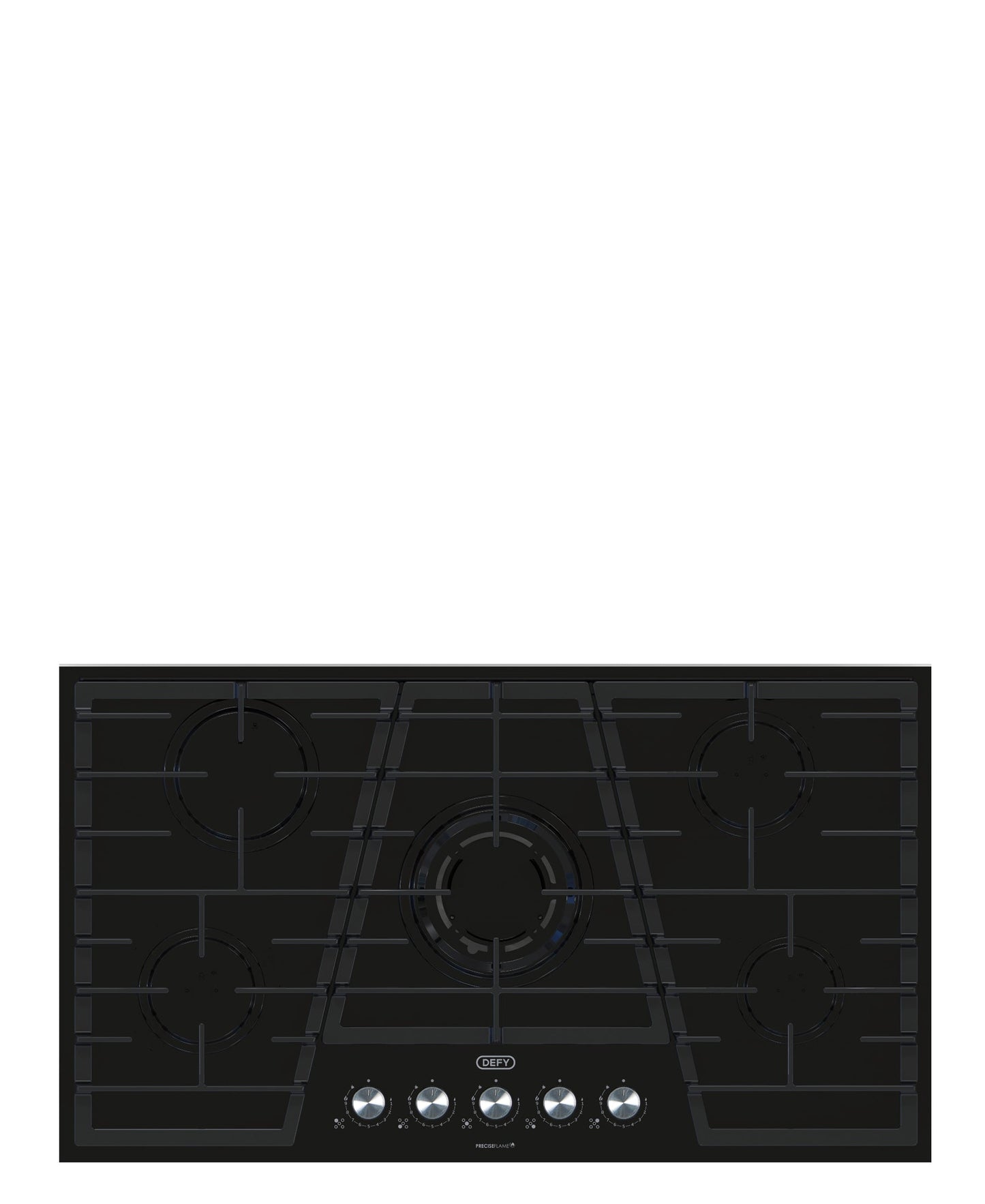 Defy 90cm 5Burner Gas On Glass Hob - Black