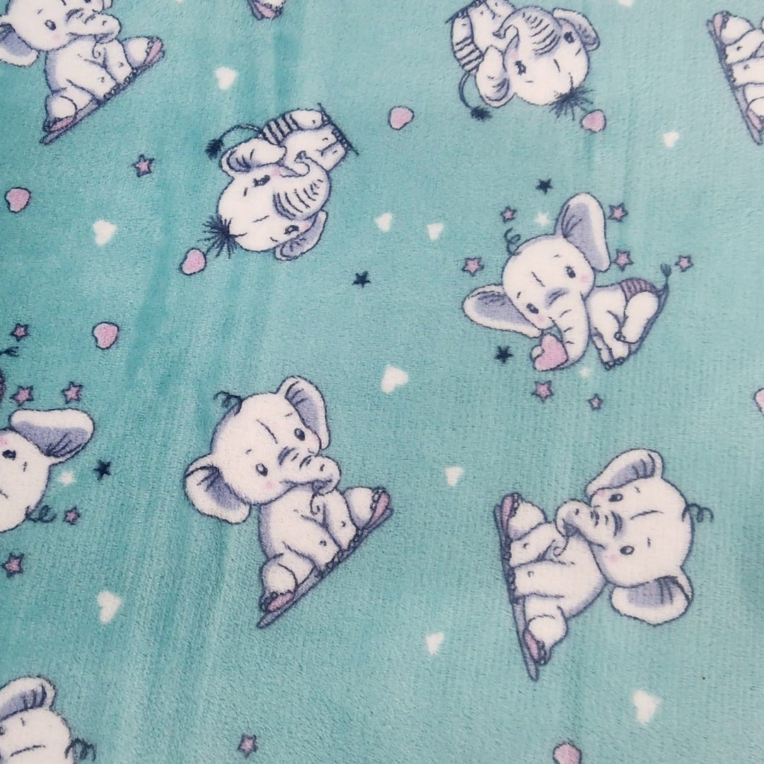 Printed Mongolian Fleece Fabric Baby Elephant 150cm