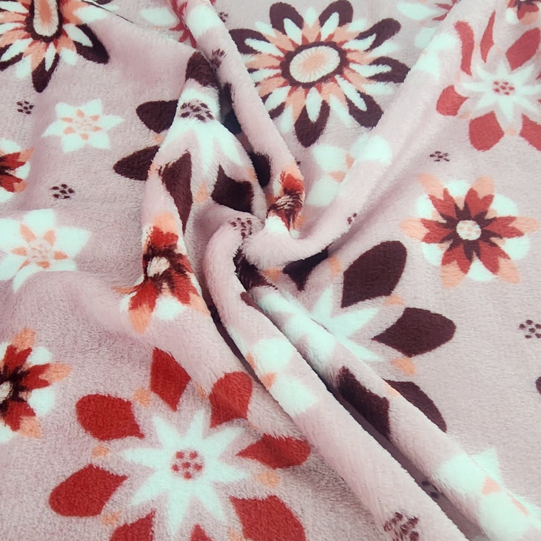 Printed Mongolian Fleece Fabric Floral 150cm
