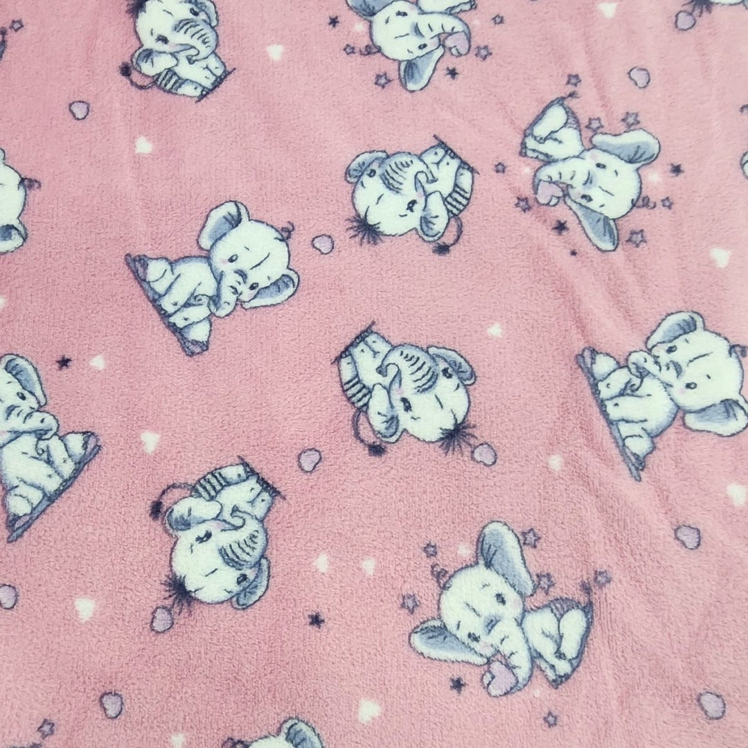 Printed Mongolian Fleece Fabric Baby Elephant 150cm