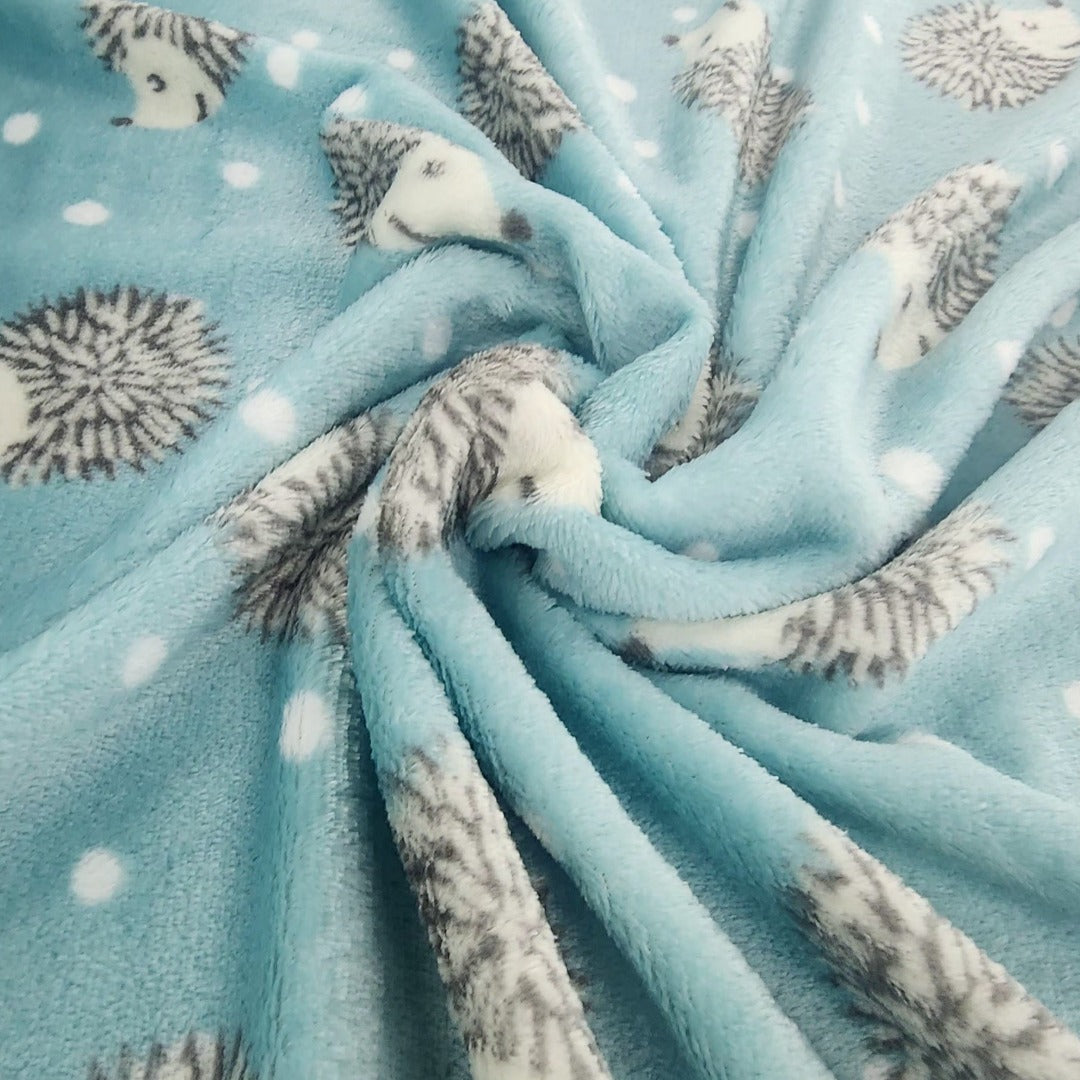 Printed Mongolian Fleece Fabric Hedgehog 150cm