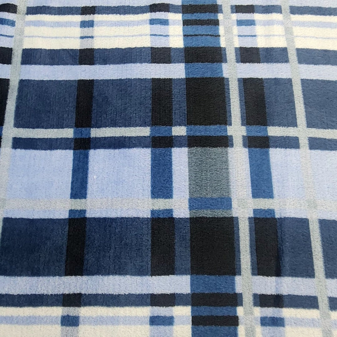 Printed Mongolian Fleece Fabric Checks 150cm