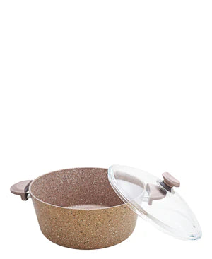 OMS Non Stick 24cm Granite Deep Casserole - Beige