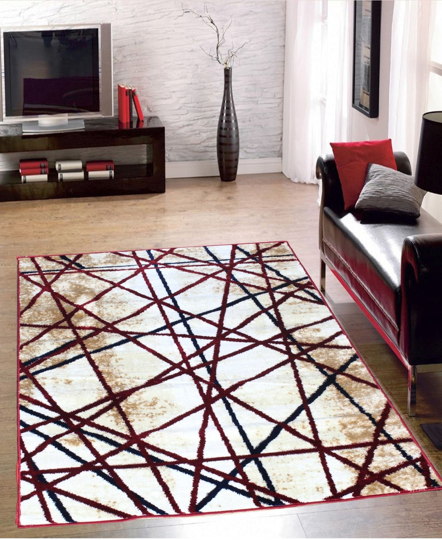 Cape Town Abstract Carpet 1600mm x 2000mm - Red