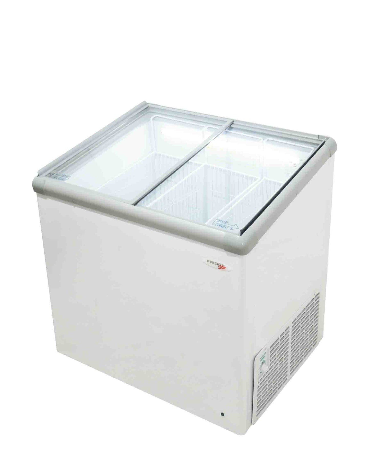 Fridge Star Glass Top Ice Cream Freezer - White