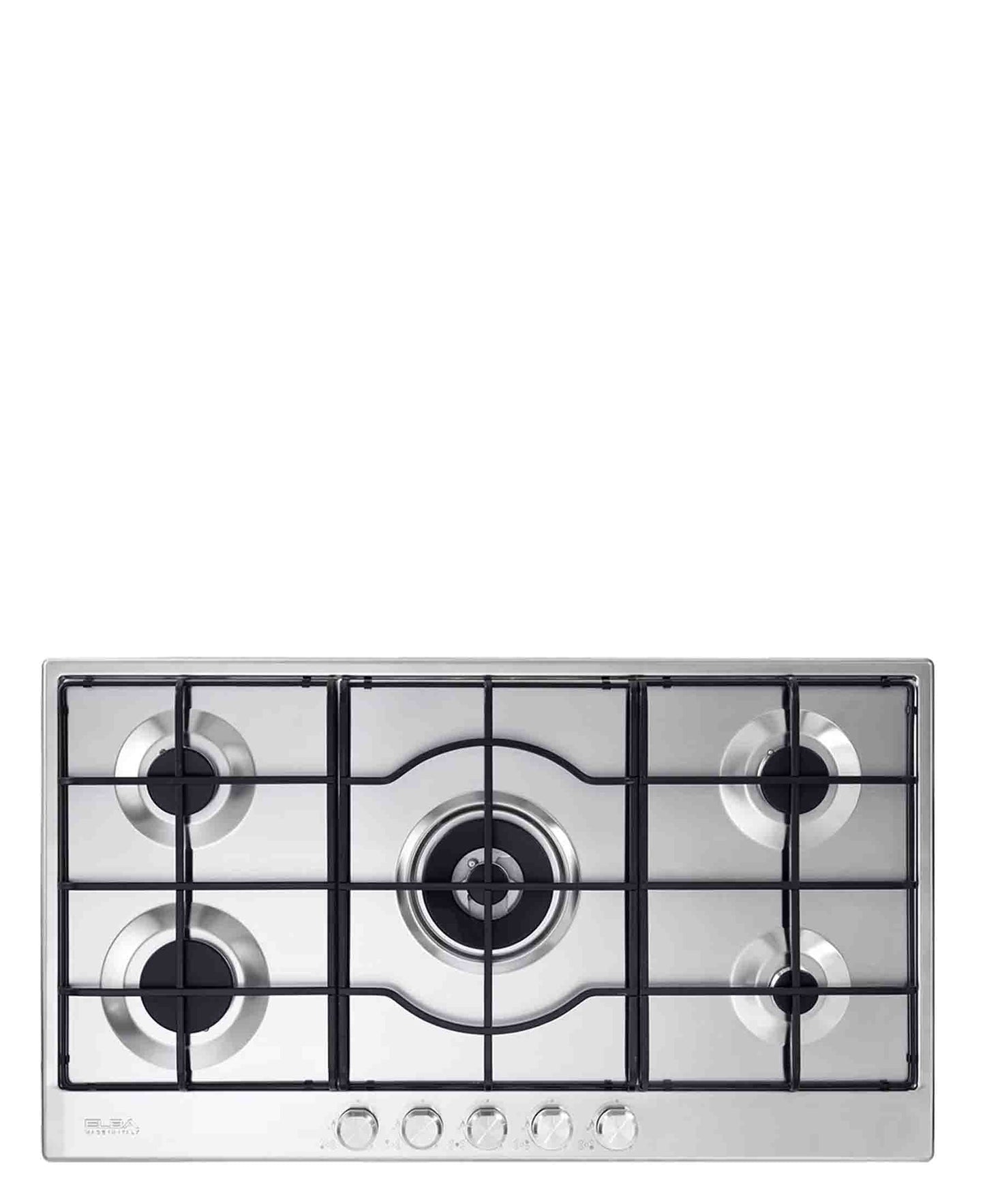 Elba 90cm Gas Hob With Centre Wok Burner - Silver