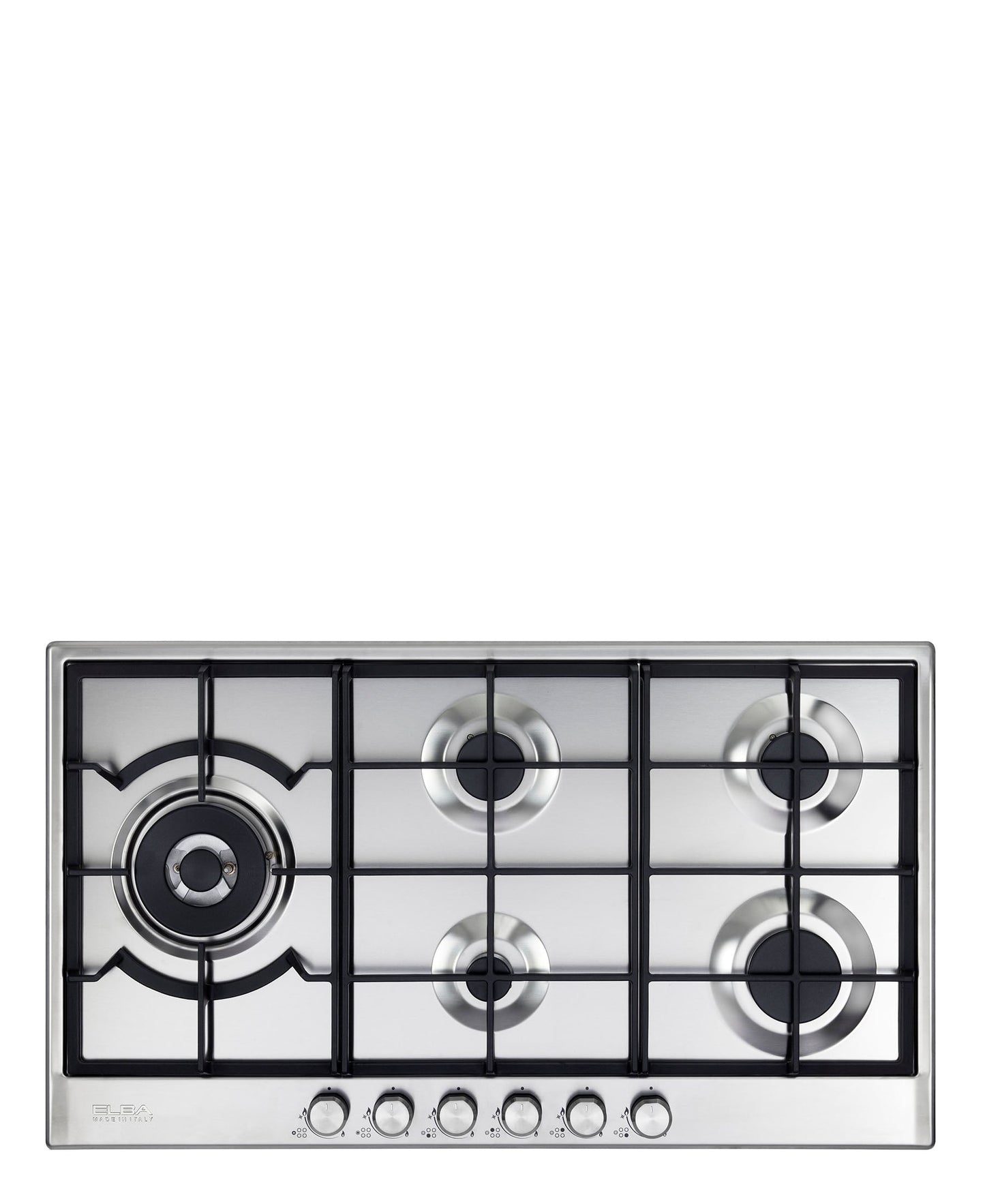 Elba Elio 90cm 5 Burner Gas Hob With Side Wok Burner ELIO 95-565 - Silver