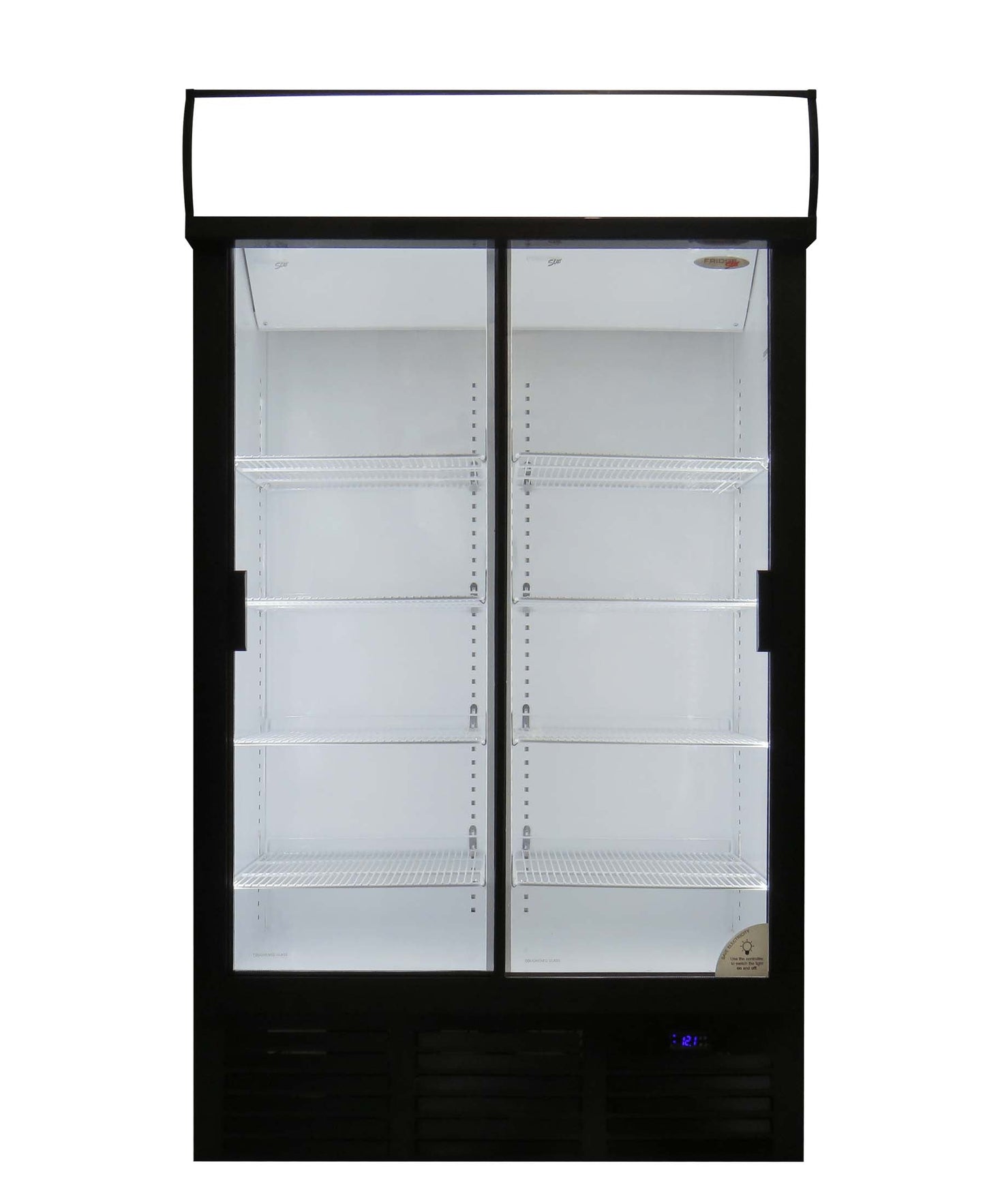 Fridge Star Sliding Double Door Beverage Cooler - Black & White