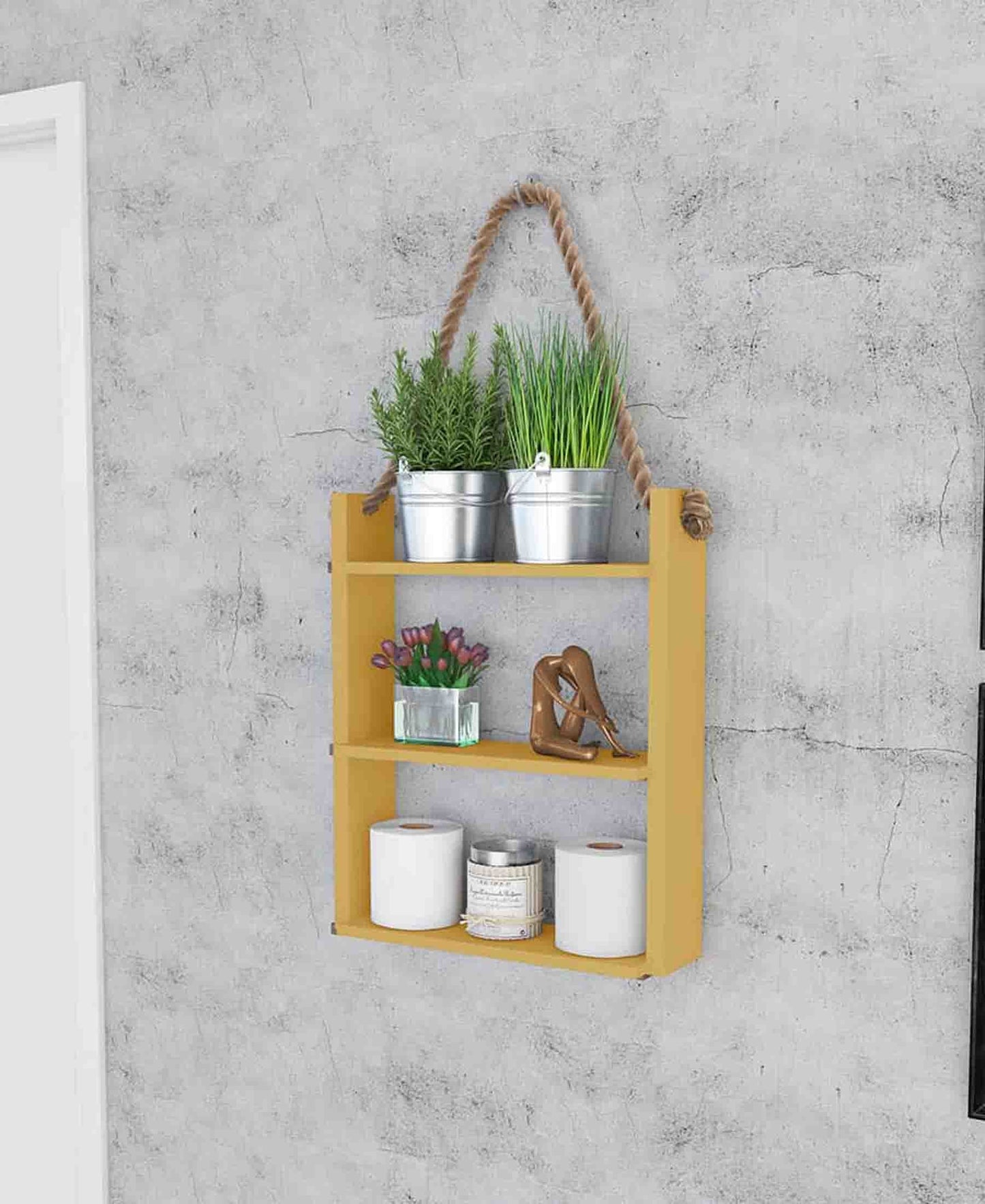 Suspended Three Tier Shelf - Yellow