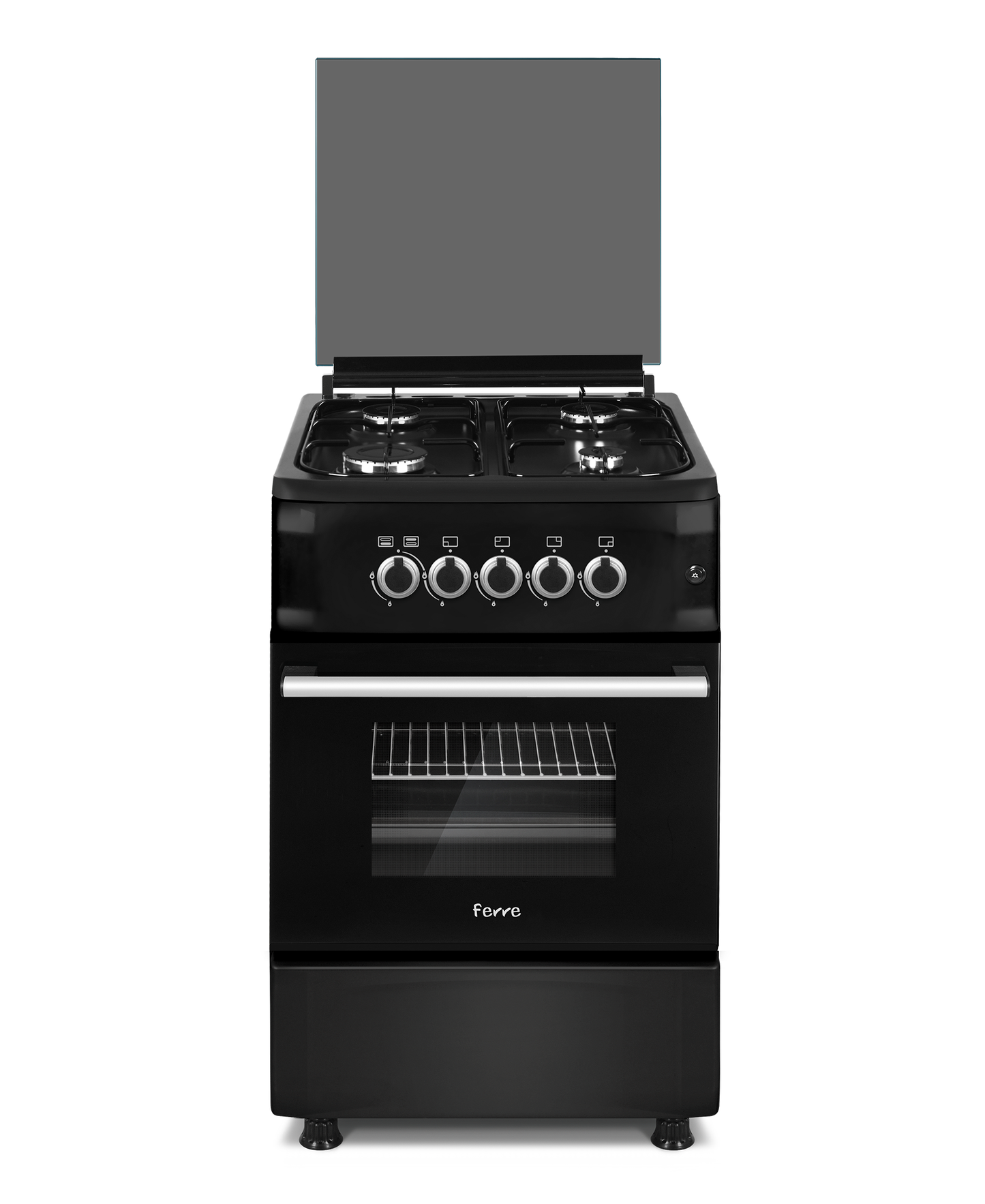 Ferre 4 Burner Gas Stove With Gas Oven Black 60x60
