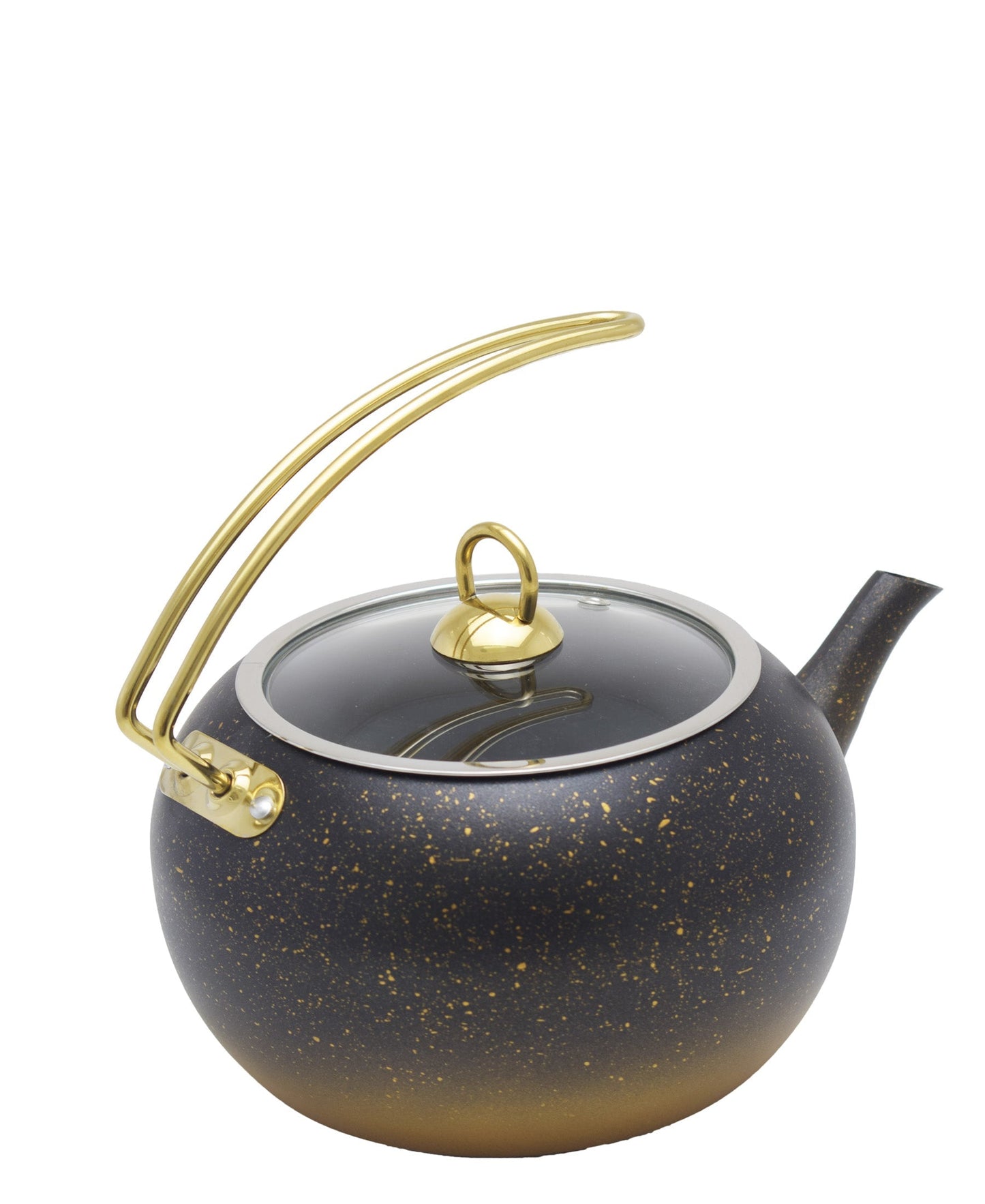 OMS Non Stick Granite Half Handle Tea Pot - Black & Gold