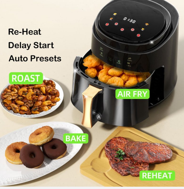 Air Fryer Multifunctional Digital Air Fryer 1400W Family Size - 8L - Black