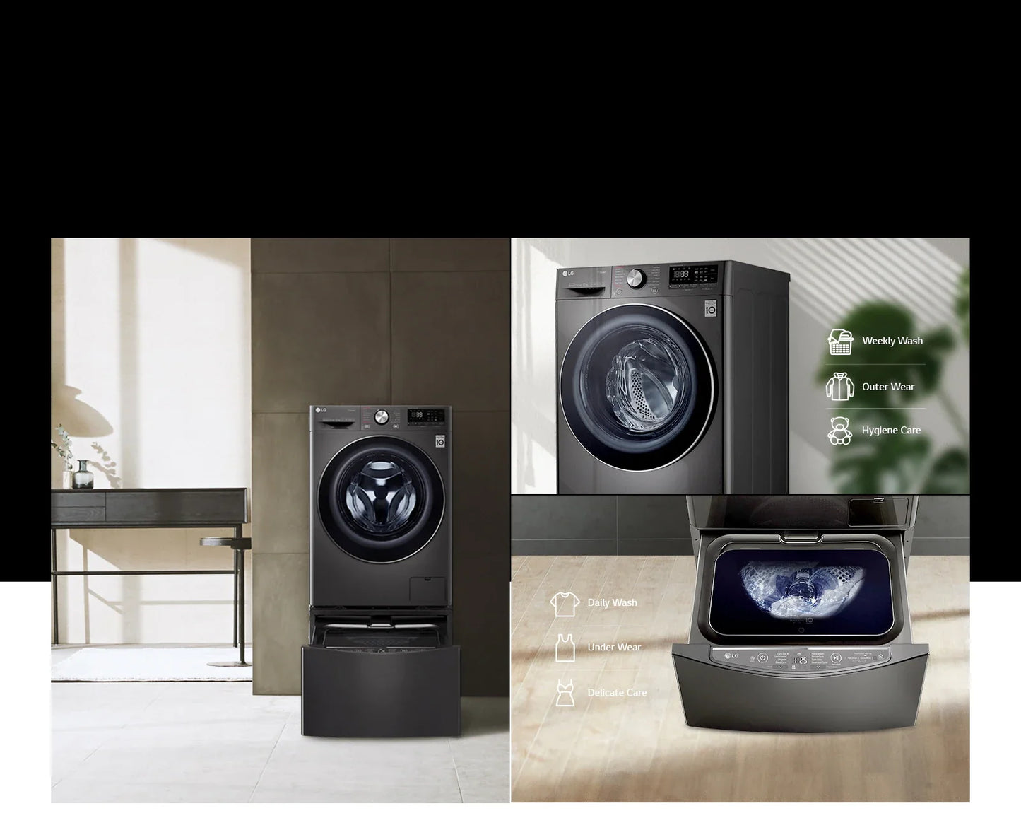 LG 12kg Wash / 8kg Dry Black Steel Vivace - AI DD Washer Dryer Combo