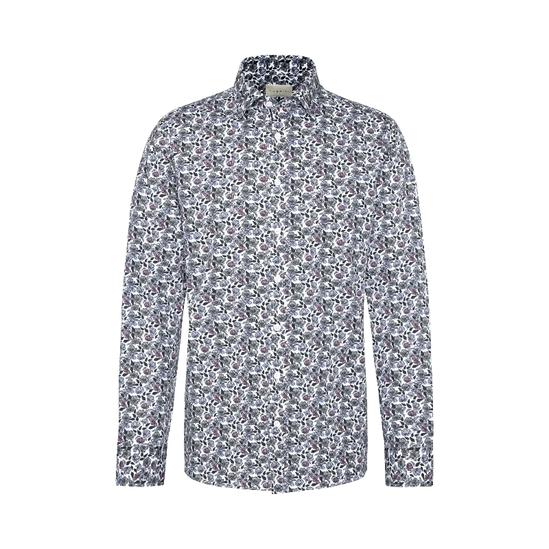 Bugatti Long-sleeved shirt In a floral design in bottle green