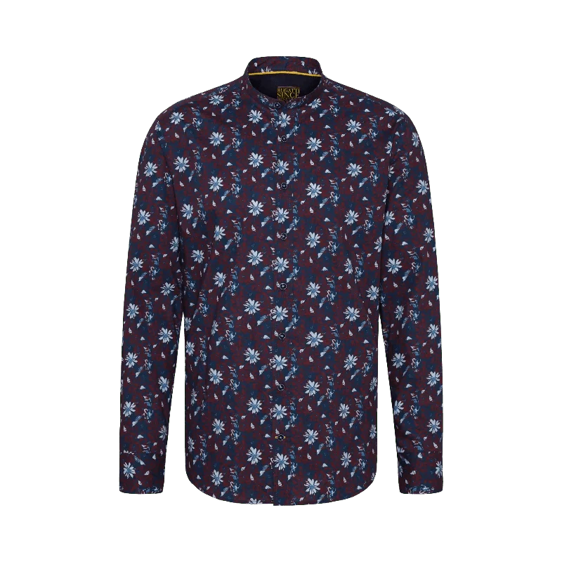 Bugatti Long-sleeved shirt with floral print in red