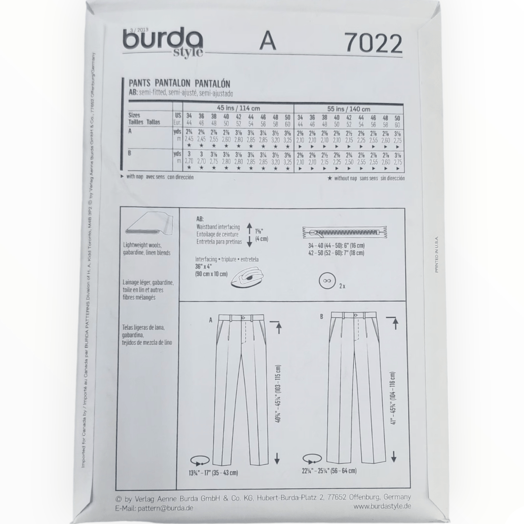 Burda Pattern 7022
