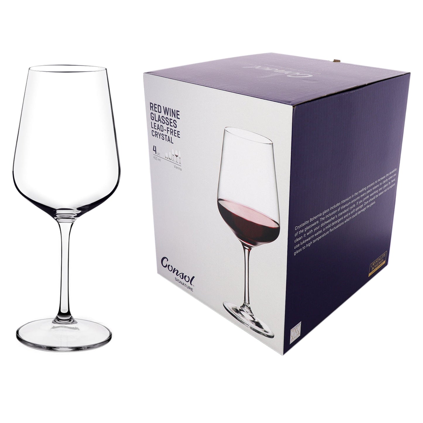 Consol Signature Red Wine Glass 450ml Set Of 4