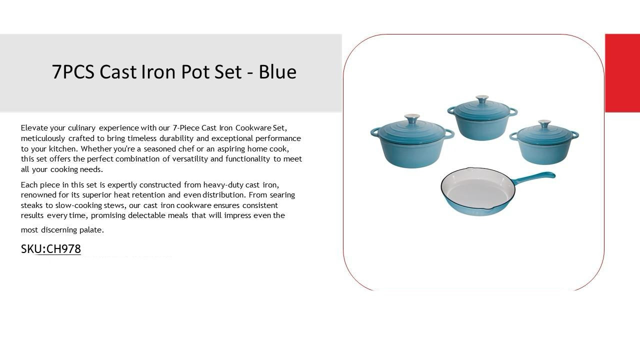 Cast Iron Pot Set 7 Piece Blue CH978