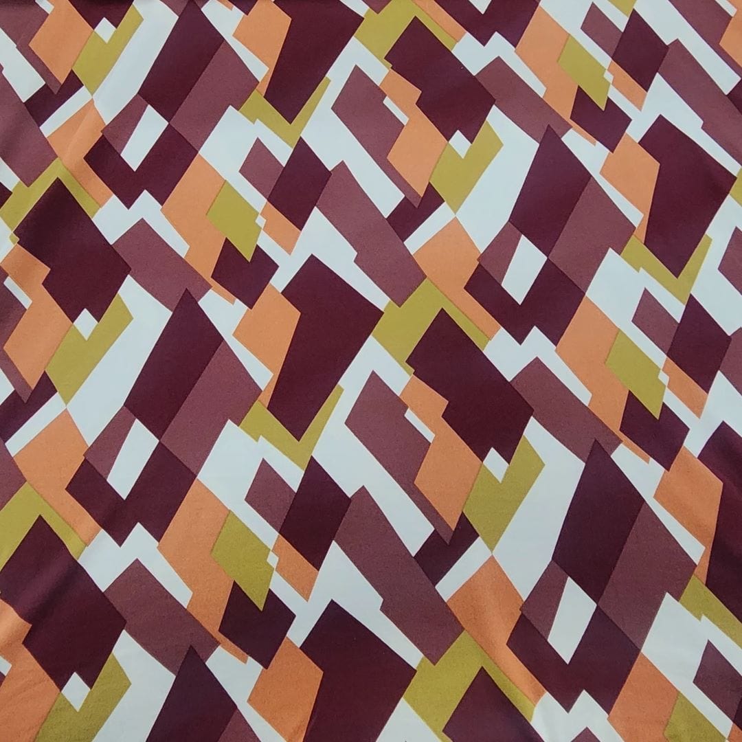 Printed Dty Brushed Fabric 150cm Maroon/Gold