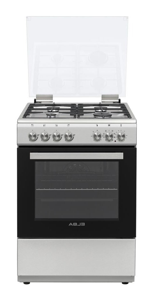 Elba Essential Burner Gas Stove Electric Oven 60cm Silver 04/66CL442- 4