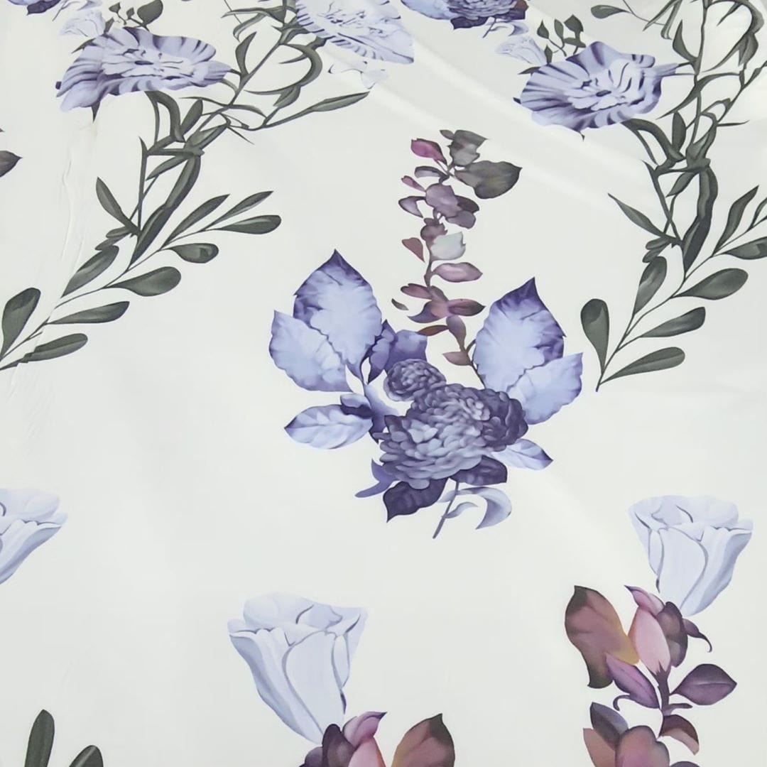 Fabiana Stretch Fabric 150cm White/Lilac