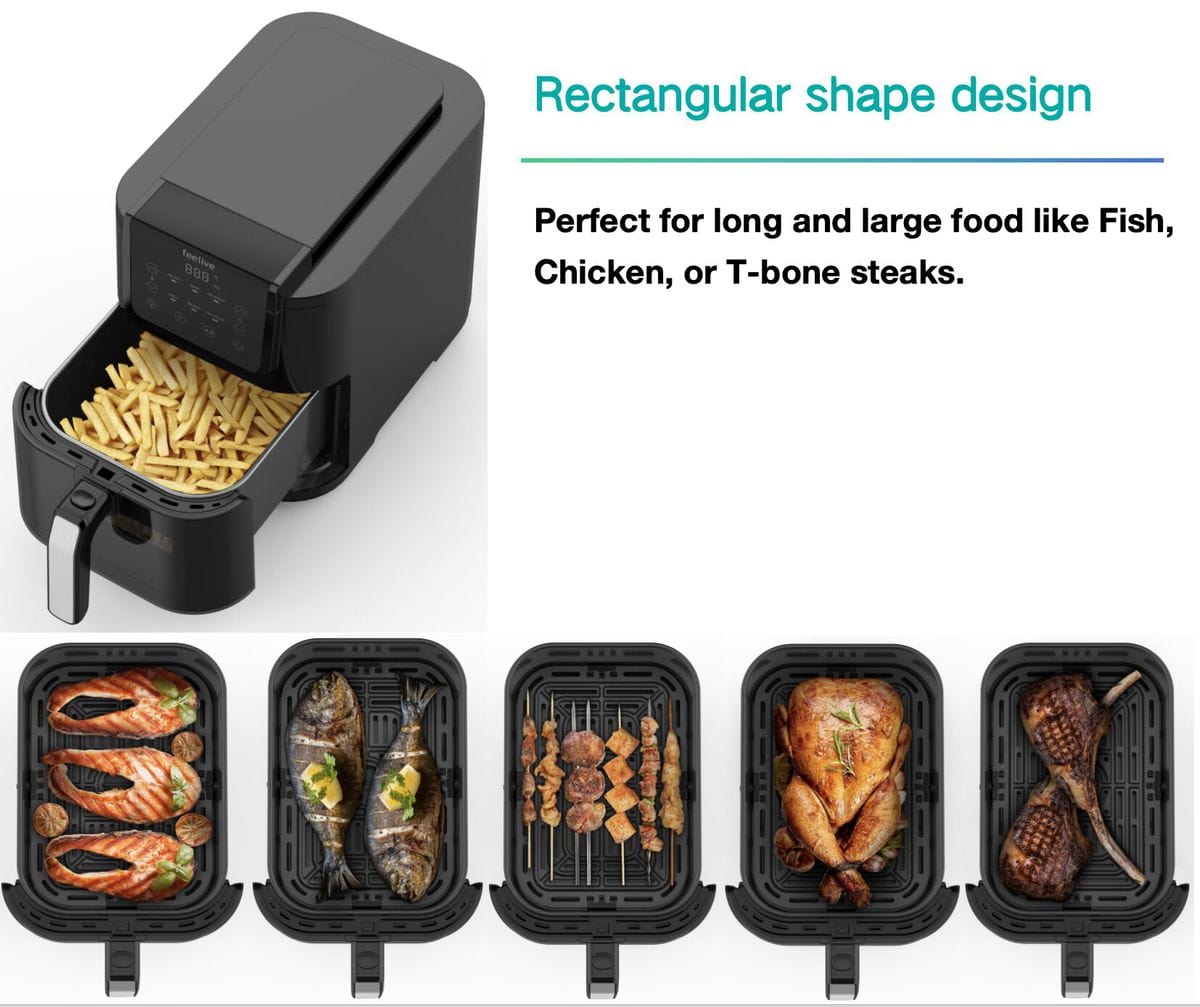 Feelive 5L Stylish Air Fryer with Visible Window, Dishwasherble AF05017M-GS