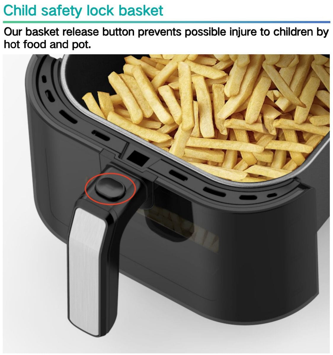 Feelive 5L Stylish Air Fryer with Visible Window, Dishwasherble AF05017M-GS
