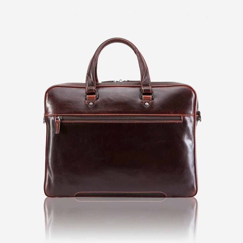 Jekyll & Hide Slim Zip Top Briefcase Tobacco