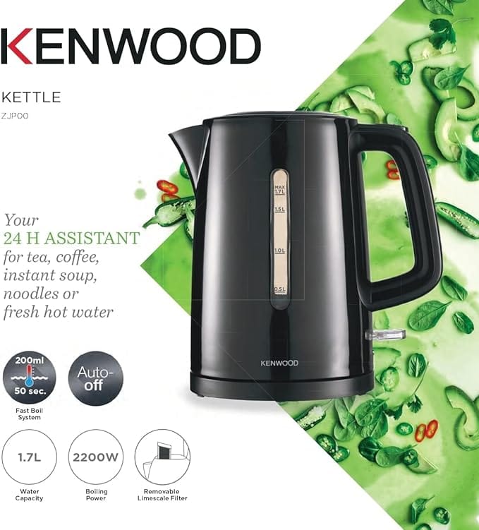 Kenwood Kettle 1.7L Cordless Electric Kettle 2200W ZJP00.000BK Black