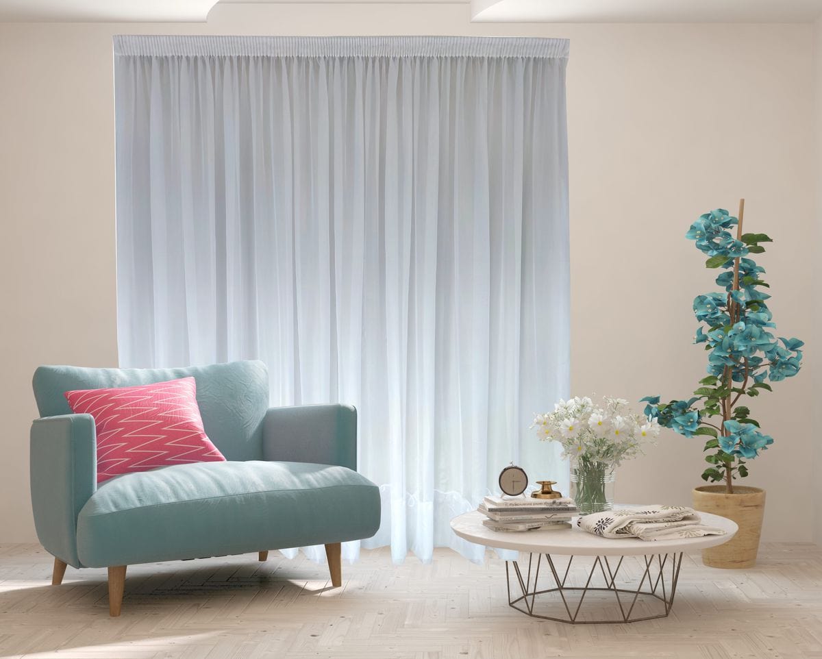 Ready Made Cornelly Voile White Plain Taped