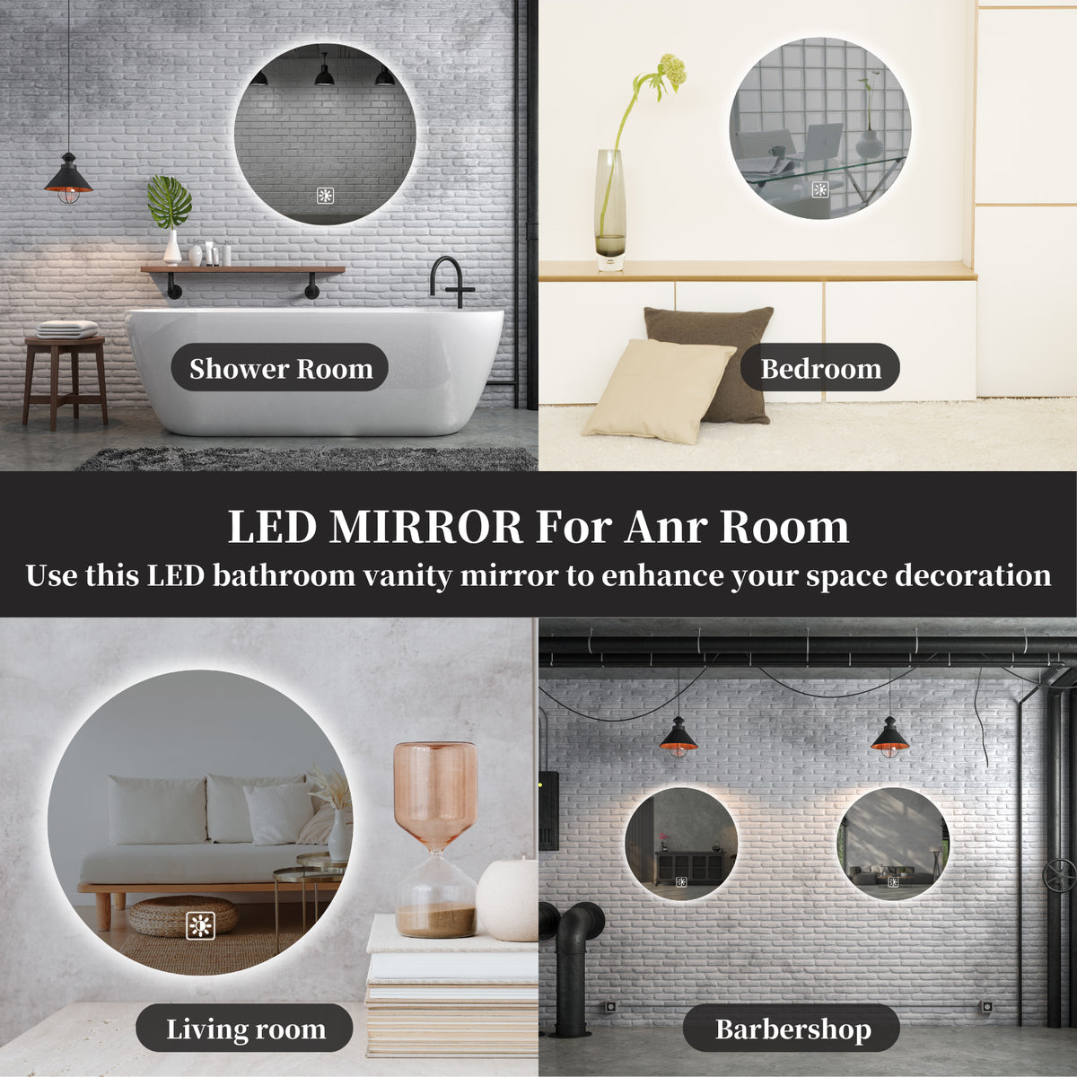Large Bathroom HD LED Circle Mirror 100cm