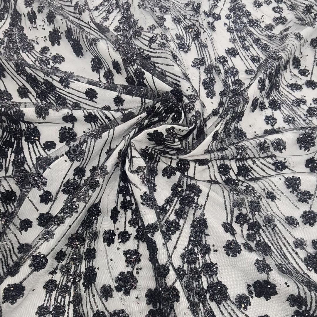 Cubic Sequin Fabric Black 130cm P3761/2