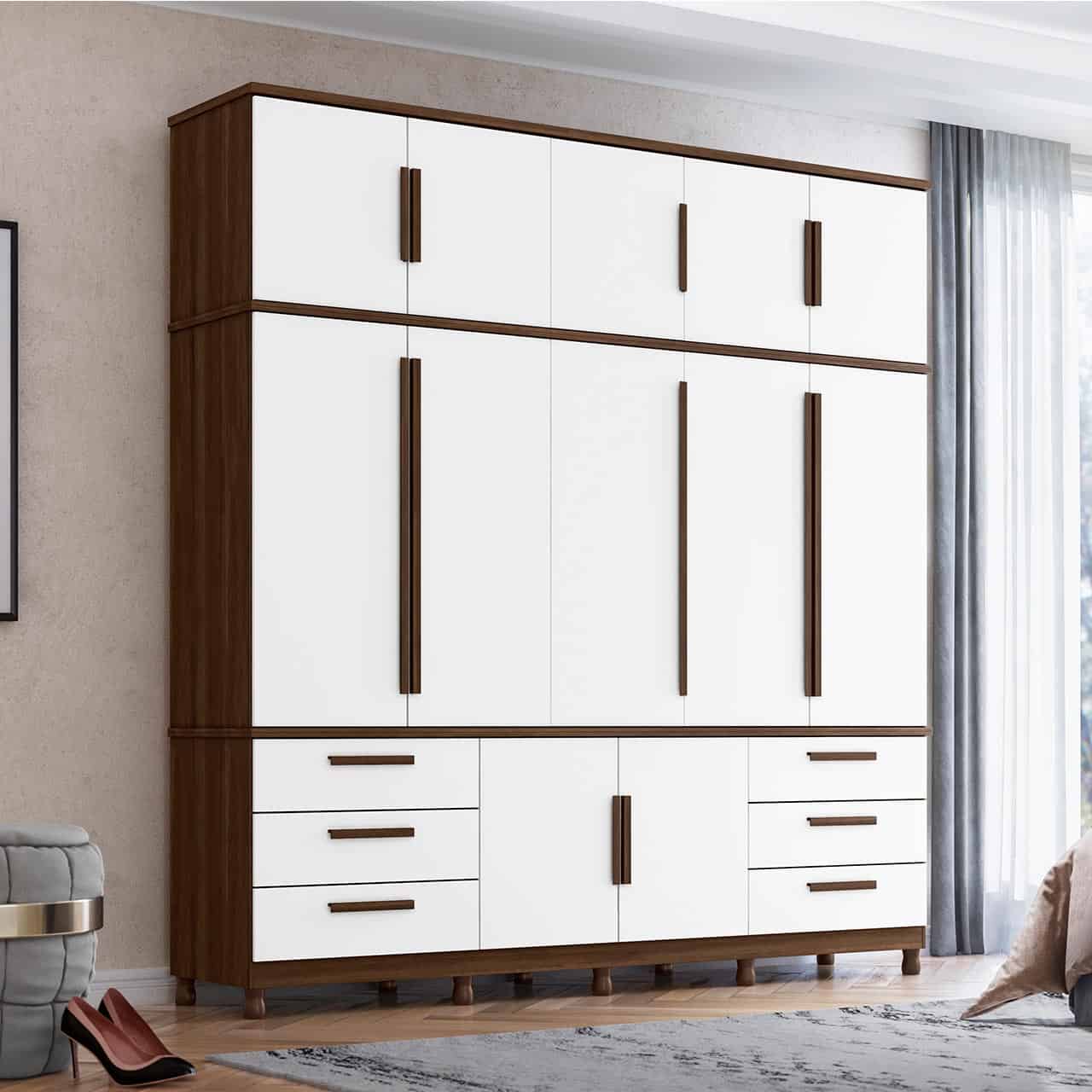 Wardrobe Titan + Mirror Cedro/White