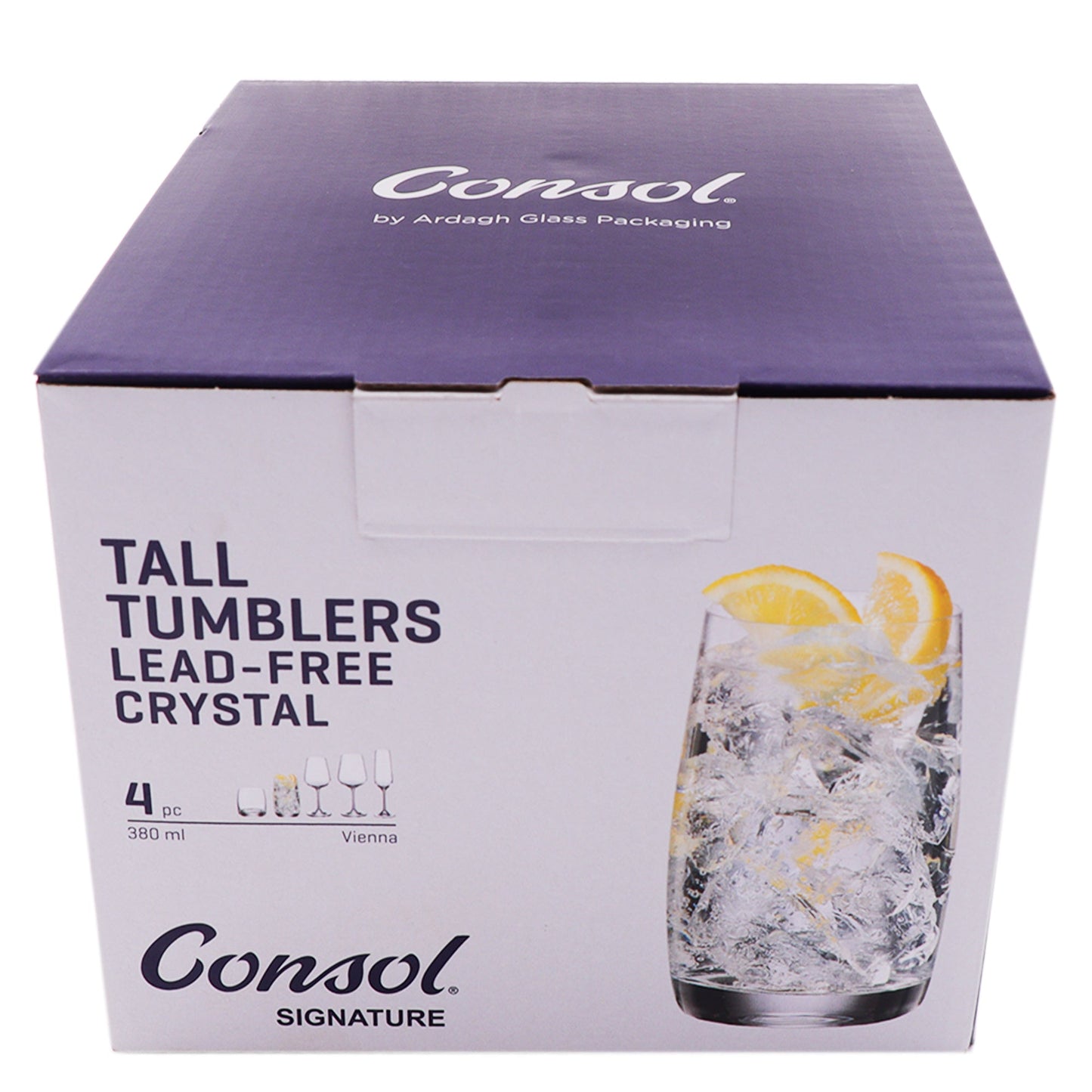 Consol Signature Tall Tumbler Glass 380ml Set Of 4