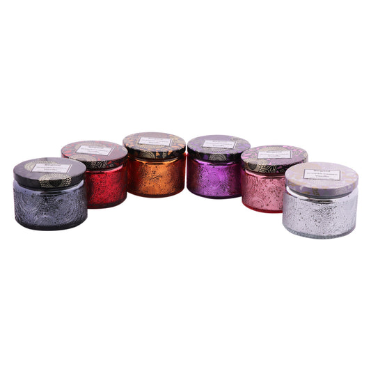 Regent Scented Candles (Vanilla) In Embossed Glass Jars, Asst. Colours, 100gr Each