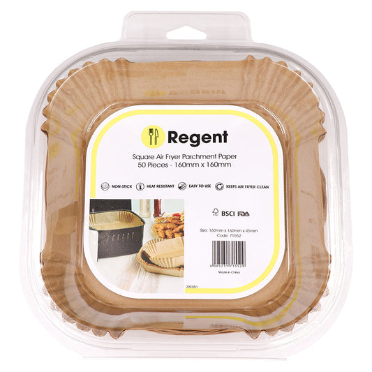 Regent Air Fryer Square Parchment Paper Liners In Pvc Box 50 Piece, (160x160x45mm)