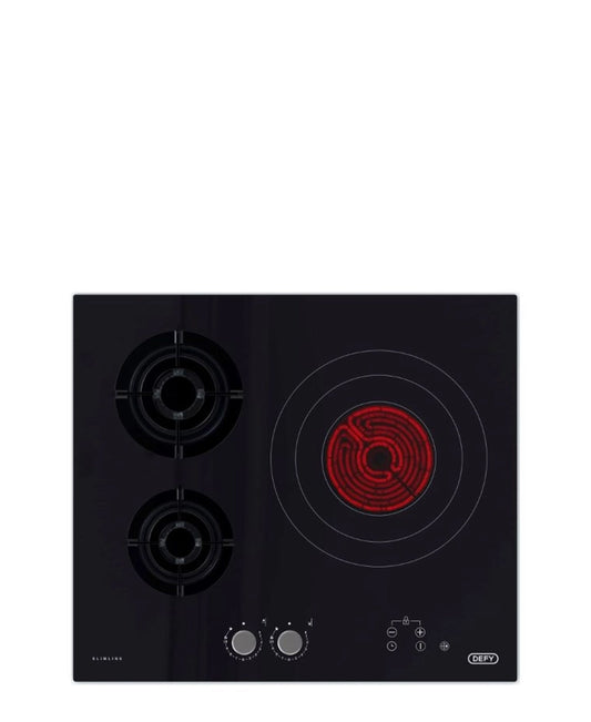Defy 60CM Dual Fuel Gas On Glass Hob - Black