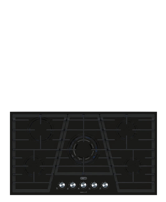 Defy 90cm 5Burner Gas On Glass Hob - Black
