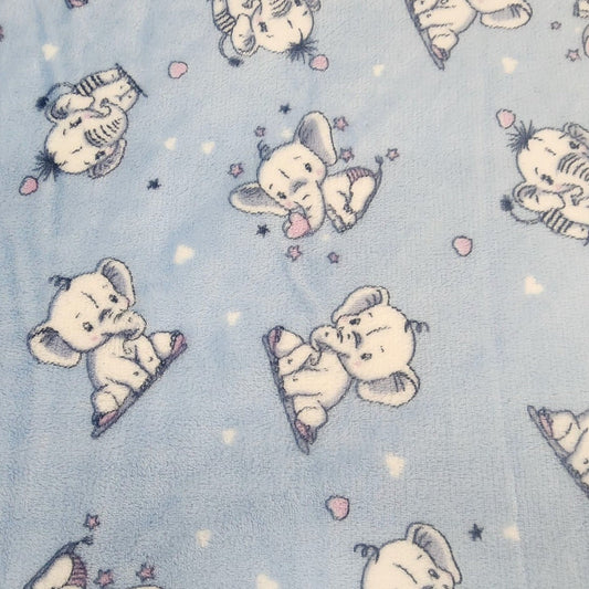 Printed Mongolian Fleece Fabric Baby Elephant 150cm