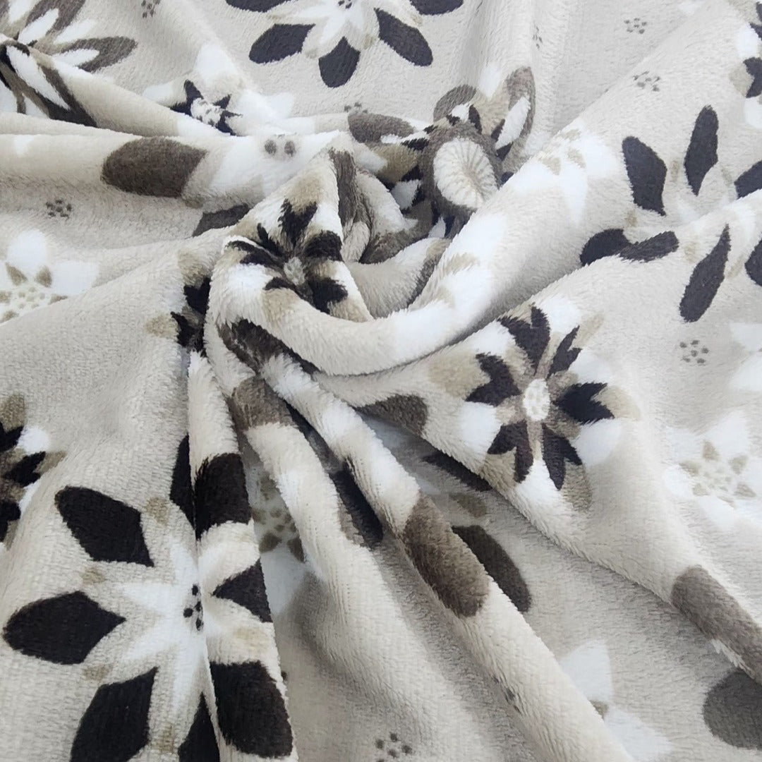 Printed Mongolian Fleece Fabric Floral 150cm