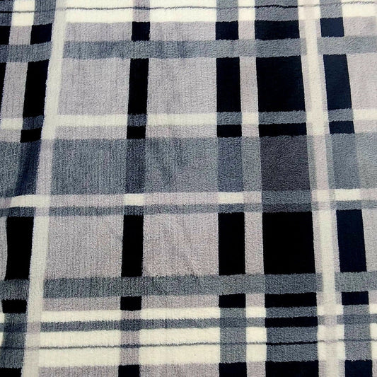 Printed Mongolian Fleece Fabric Checks 150cm