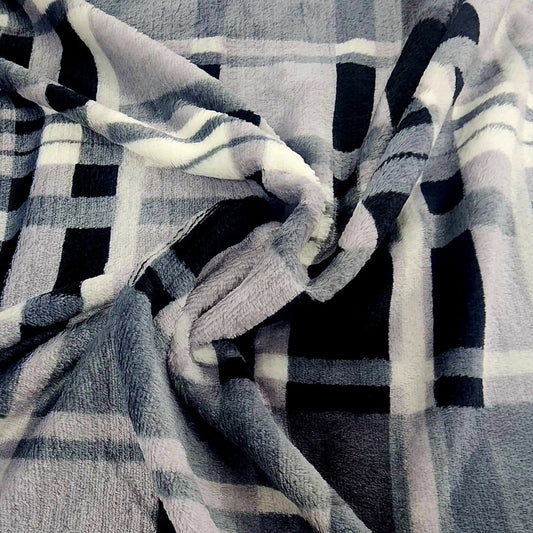 Printed Mongolian Fleece Fabric Checks 150cm