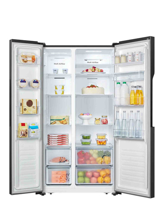 AEG 566L Matte Black Side by Side Refrigerator - RXB57011NG