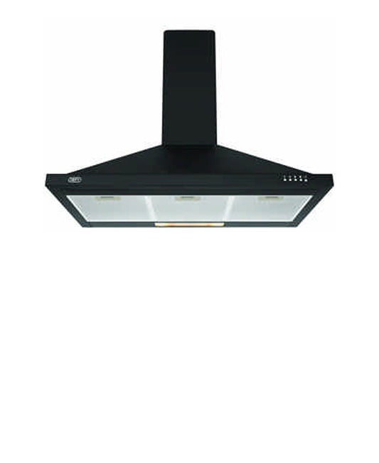 Defy 90cm Black Chimney Cookerhood  - Black
