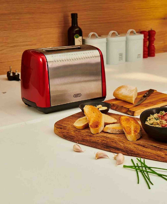 Defy 900W 2 Slice Stainless Steel Toaster - Red