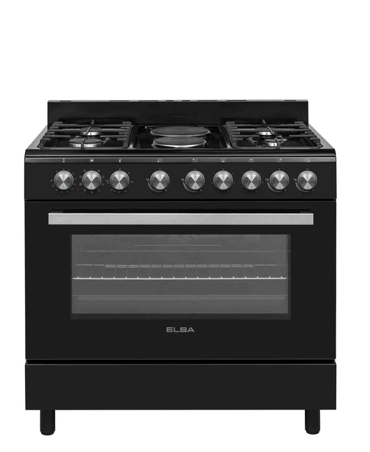 Elba Essential 90cm 4 Burner 2 electric Gas/Electric Stove Black-96CL727B
