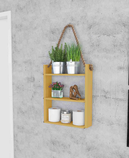 Suspended Three Tier Shelf - Yellow