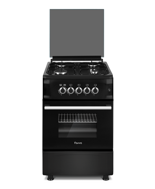 Ferre 4 Burner Gas Stove With Gas Oven Black 60x60