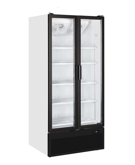 Fridge Star Sliding Double Full Door Beverage Cooler - Black